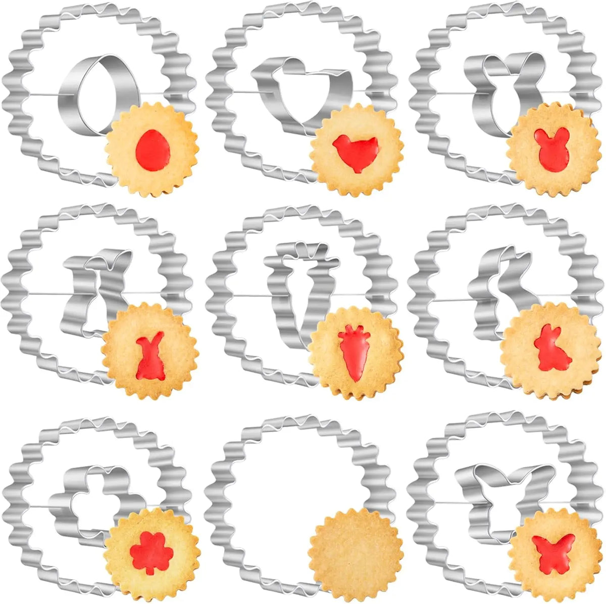 9PCS Jam Cookie Cutter Set Food Grade Moon Star Heart Flower Easy Clean Molds for Fondant Biscuit Pastry Home Baking
