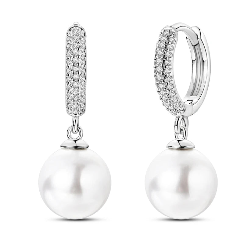 Original 925 Sterling Silver Women Hoop Earrings High Quality Shine Zircon U Shaped Classic Style Earring For Women Jewelry Gift