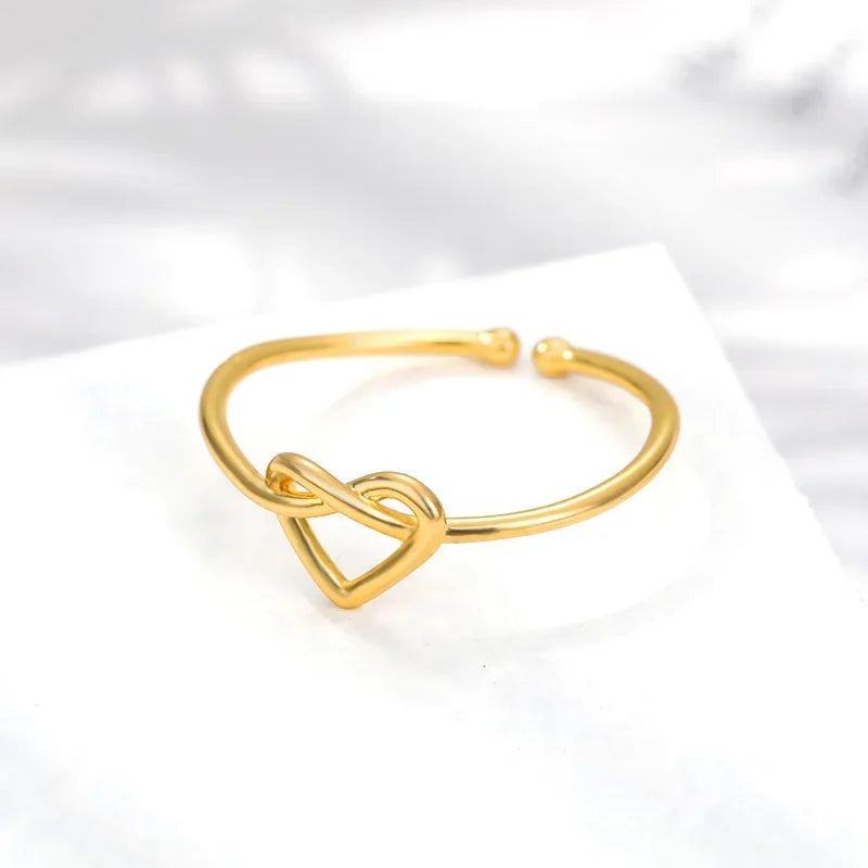 Stainless Steel Rings for Women Gold Color Couple Heart Ring 2024 Trend New Wedding Aesthetic Luxury Jewelry Anillos Mujer