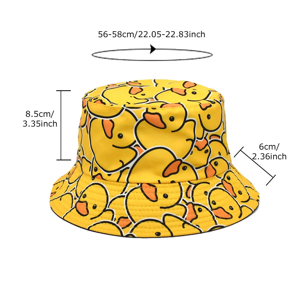 Duck Print Panama Summer Sunscreen Sun Hat Women Men Suitable for Daily Wear Bucket Hats Travel Fashion Decorate Fisherman Hats