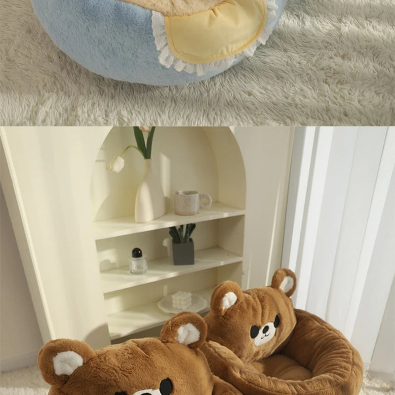 HOOPET Cat Bed Sofa Winter Warm Pet Bed for Small Dogs Cats Thicken Dog Deep Sleeping Bed Puppy Kennel Pet Supplies