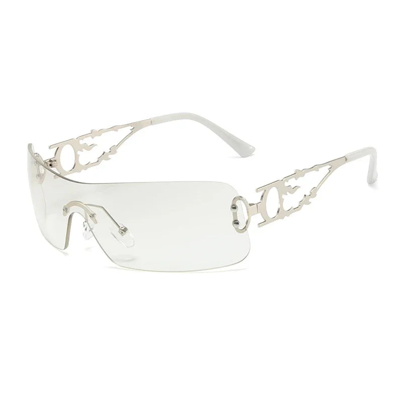 New Fashion Rimless Y2K Sunglasses Women Men 2026 High Quality Trending Product Rave Party Festival Oculos De Sol UV400