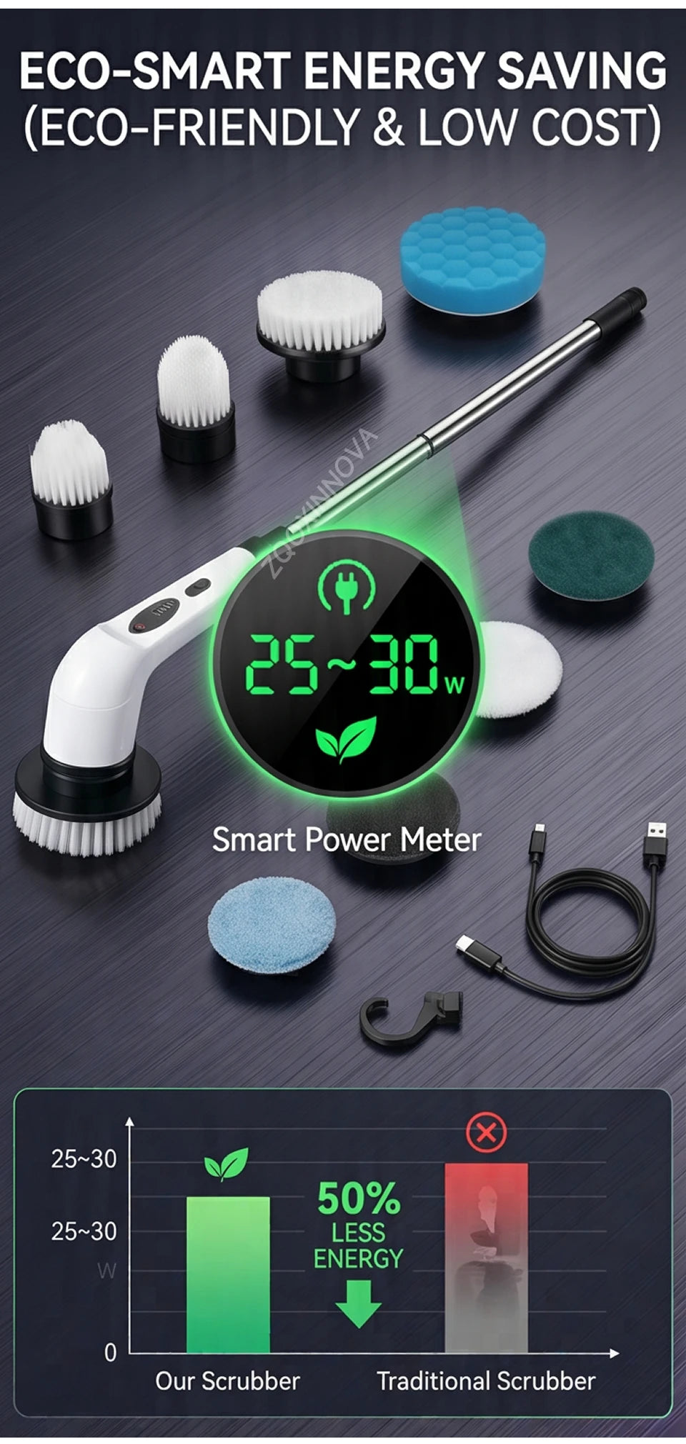 Household Cordless Spin Scrubber Multipurpose Cleaning Brush  Kitchen Gadgets Hair Brushes Bathroom Broom Toilet Electric Mops