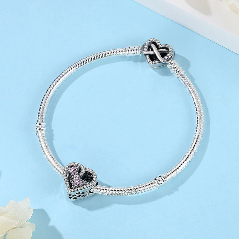 Original 925 Sterling Silver Bracelets Bangles Love Heart Clip Charms Beads Snake Chains For Women Rose Gold DIY Luxury Jewelry
