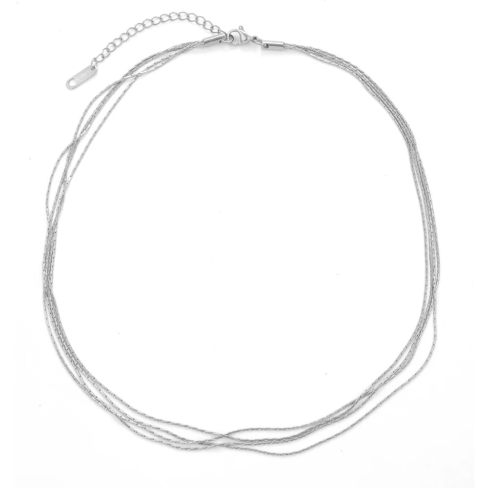 Stainless Steel necklace women stacking Layered Thin Chain Necklace Multilayer Sexy Snake Chains Summer Beach Fashion Jewelry