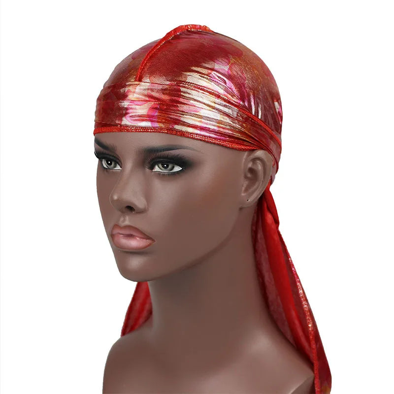 Satin Floral Printed Headband Scarves for Women Hair Accessories Mens Doo Rag Durag Long Tail Cap Bandana Turban Unisex Headwear