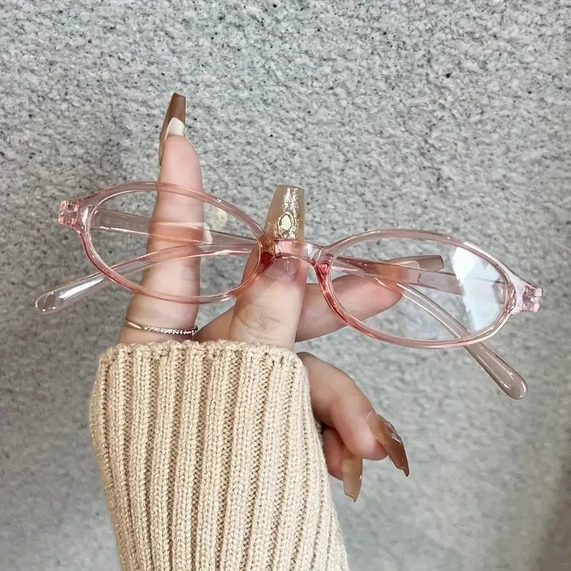 Japanese Korean Small Oval Frame Glasses Women Retro Harajuku Eyeglasses Clear Spectacle Blue Light Blocking Eyewears