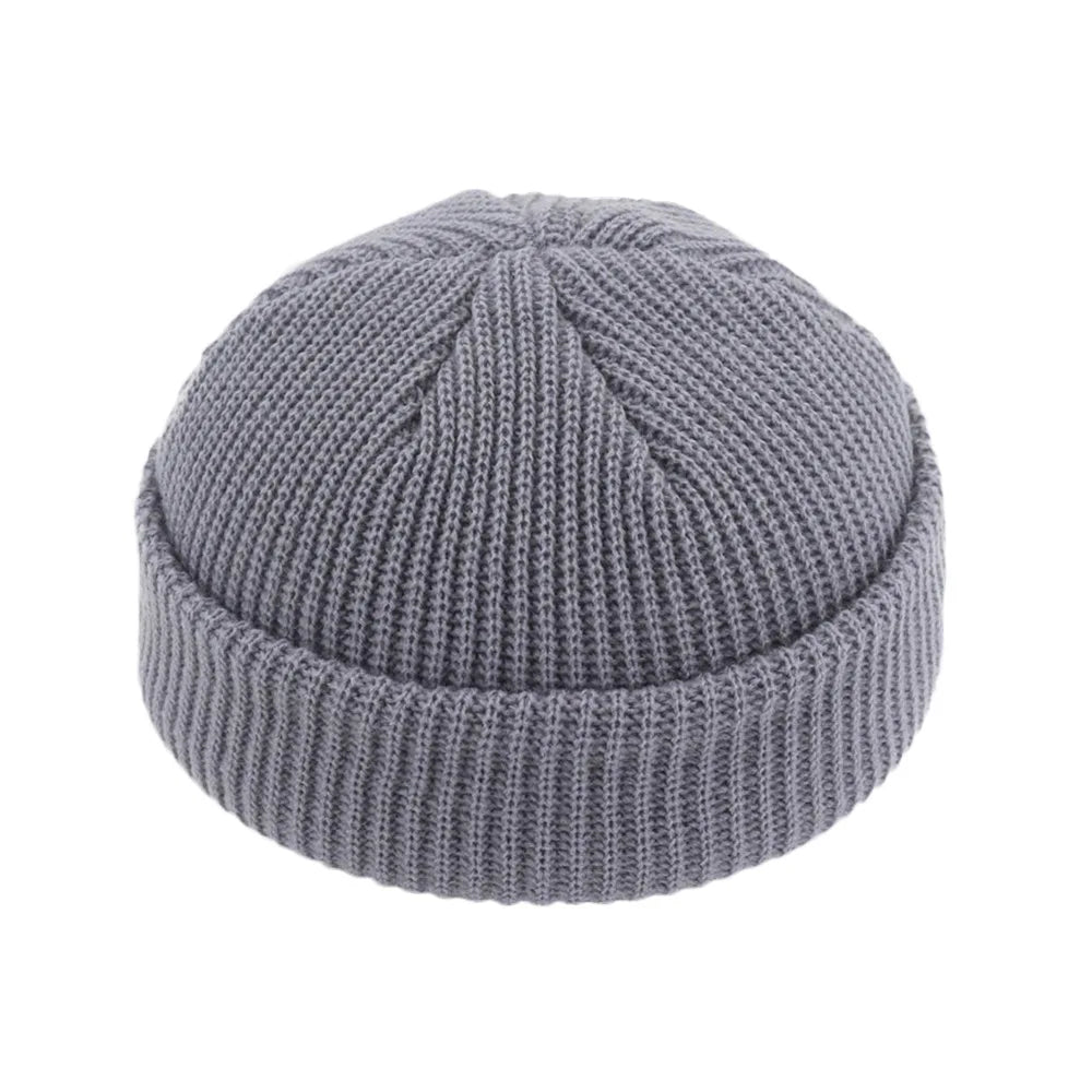 Beanie Knit Hats Fashion Men Boy Skullcap Sailor Caps Cuffs Retro Navy Short Hat Solid Color Unisex Winter Warm Cap Roll-up Edge