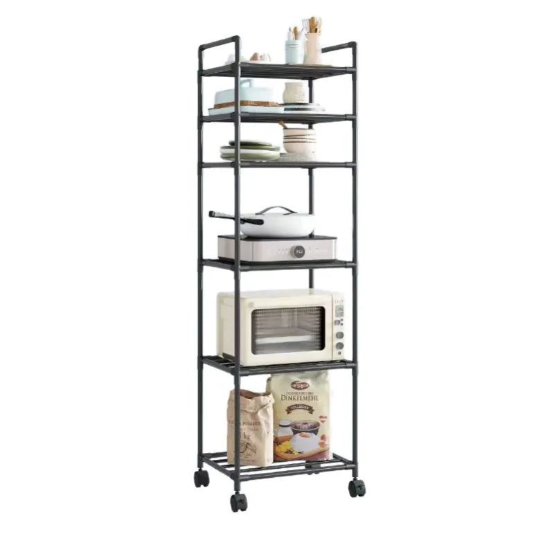 Kitchen storage cart for shelves - multi-level floor-standing household storage unit - bathroom shelf organizer