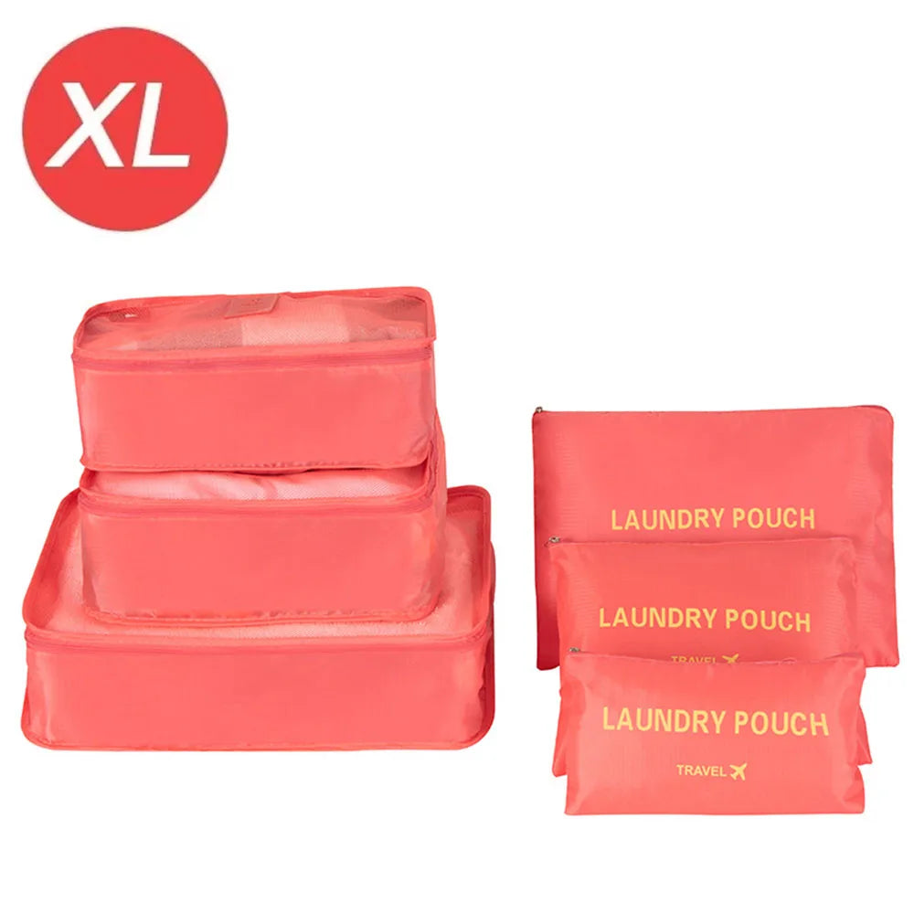 6-piece Large Size Travel Organizer Portable Suitcase Organizer Clothes Shoes Makeup Bag Luggage Organizer Travel Storage Bag