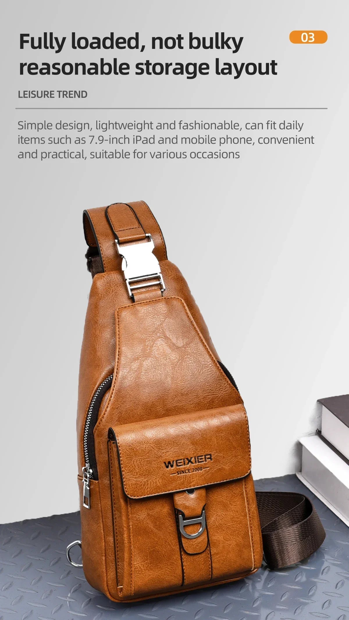 2026 New Men's Bag High Quality PU Leather Men's Chest Bag Simple Waterproof Single Shoulder Crossbody Bags Messenger Bag Gift