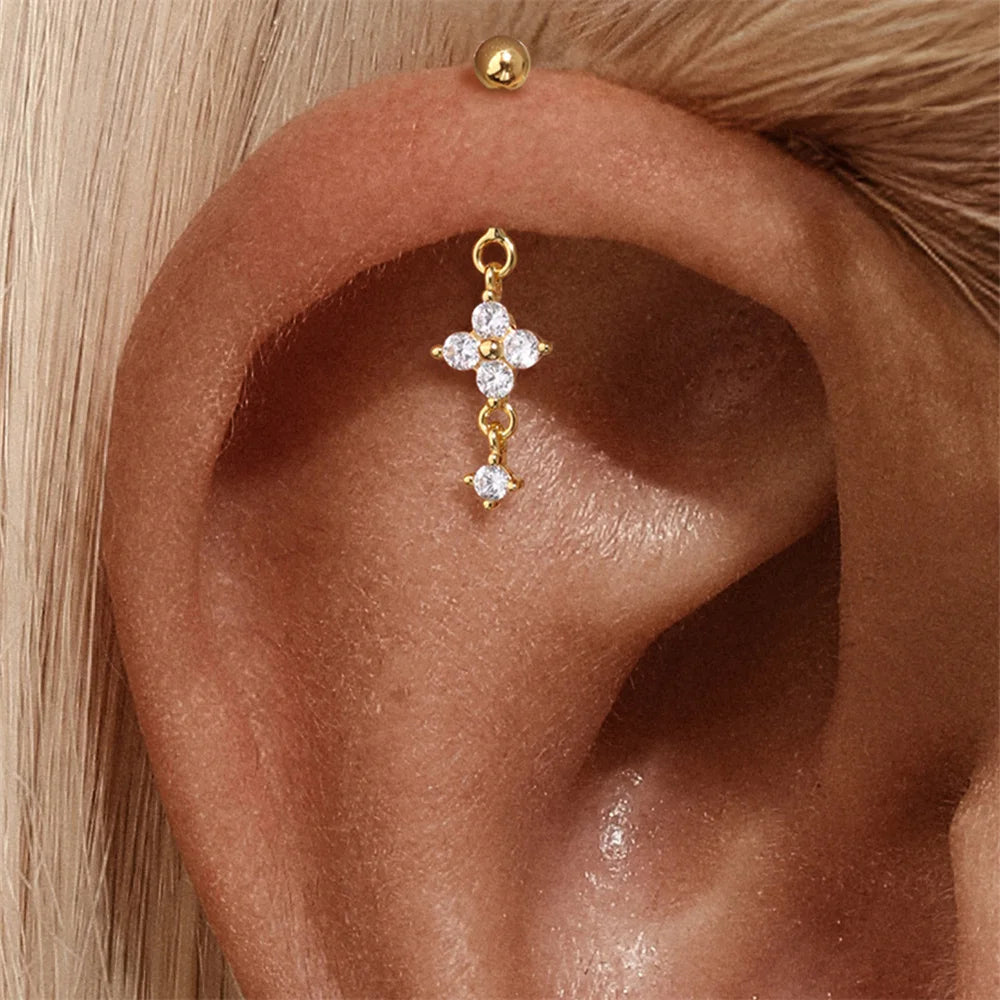 CANNER Pendientes Plata 925 Piercing Stud Earrings For Women Cubic Zirconia 925 Sterling Silver Cartilage Earring Jewerly 1pc