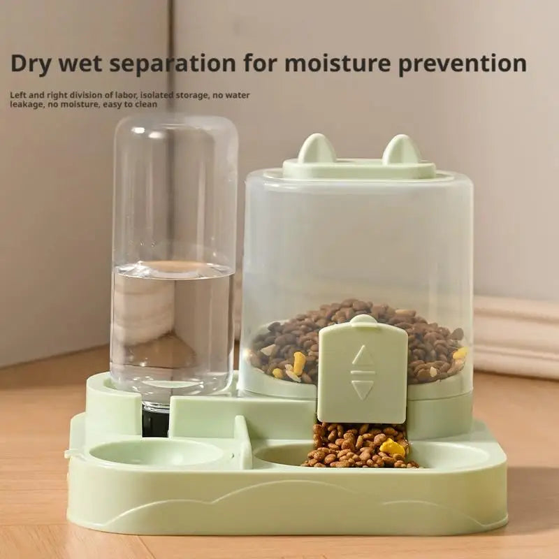Plastic  Automatic Cat Feeder And Waterer All-in-One Pet Food Water Dispenser Large Capacity Food Storage Dispenser Pet Supplies
