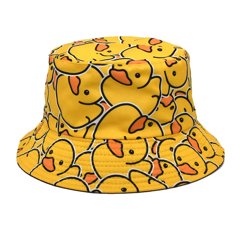 Duck Print Panama Summer Sunscreen Sun Hat Women Men Suitable for Daily Wear Bucket Hats Travel Fashion Decorate Fisherman Hats