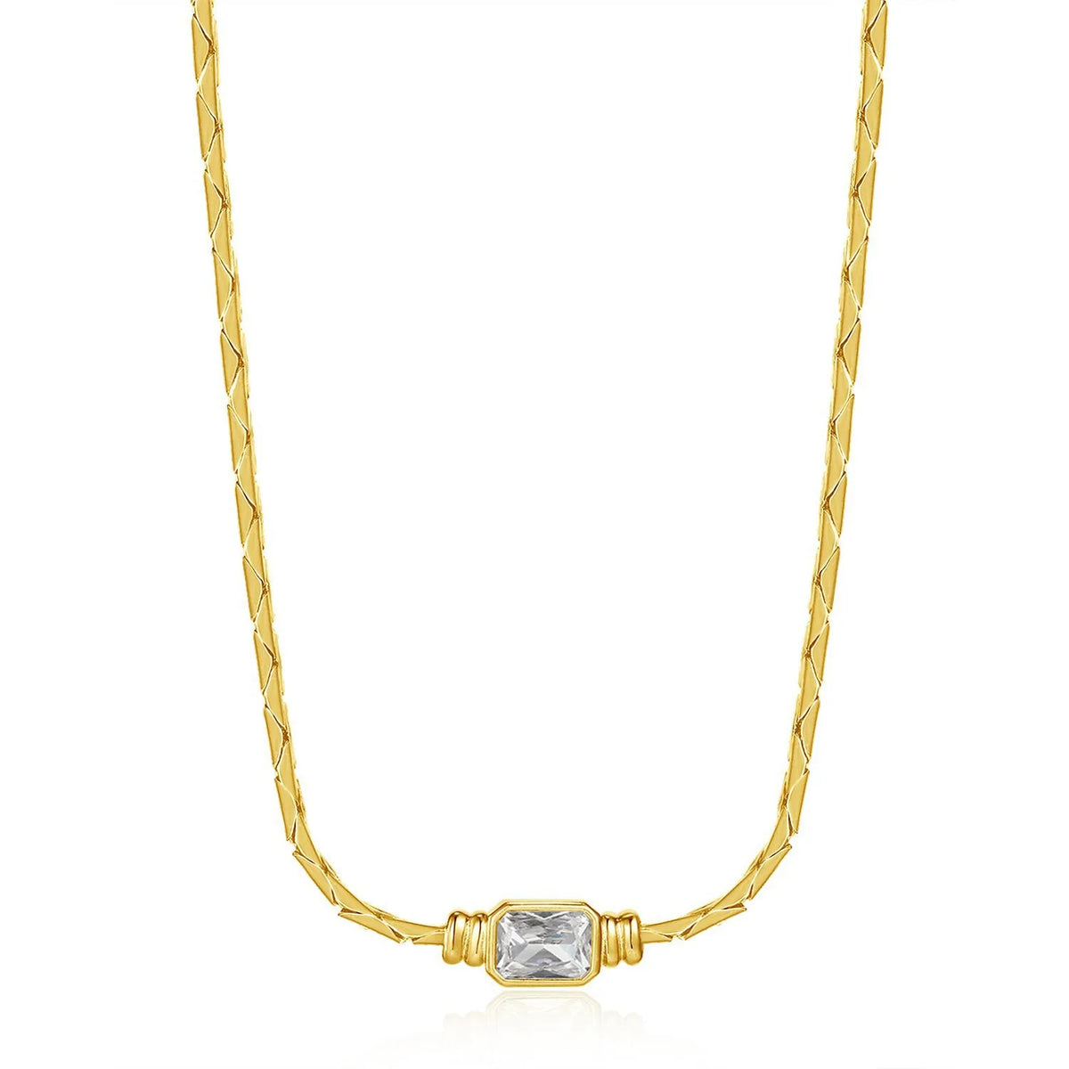 Retro Stainless Steel Creative Chain Necklace for Women Charm Shiny Square Crystal Pendant Necklaces Wedding Jewelry Gifts