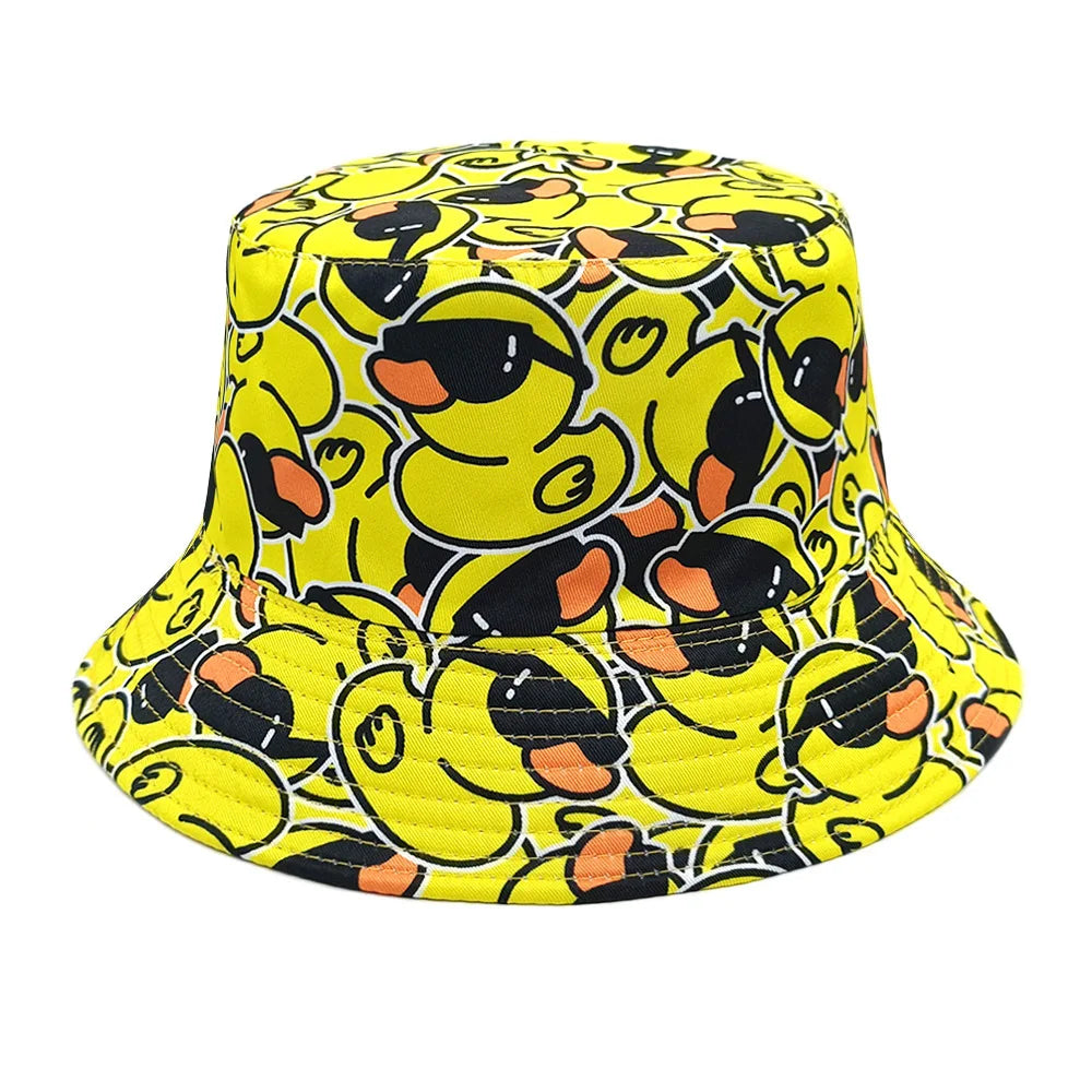 Duck Print Panama Summer Sunscreen Sun Hat Women Men Suitable for Daily Wear Bucket Hats Travel Fashion Decorate Fisherman Hats