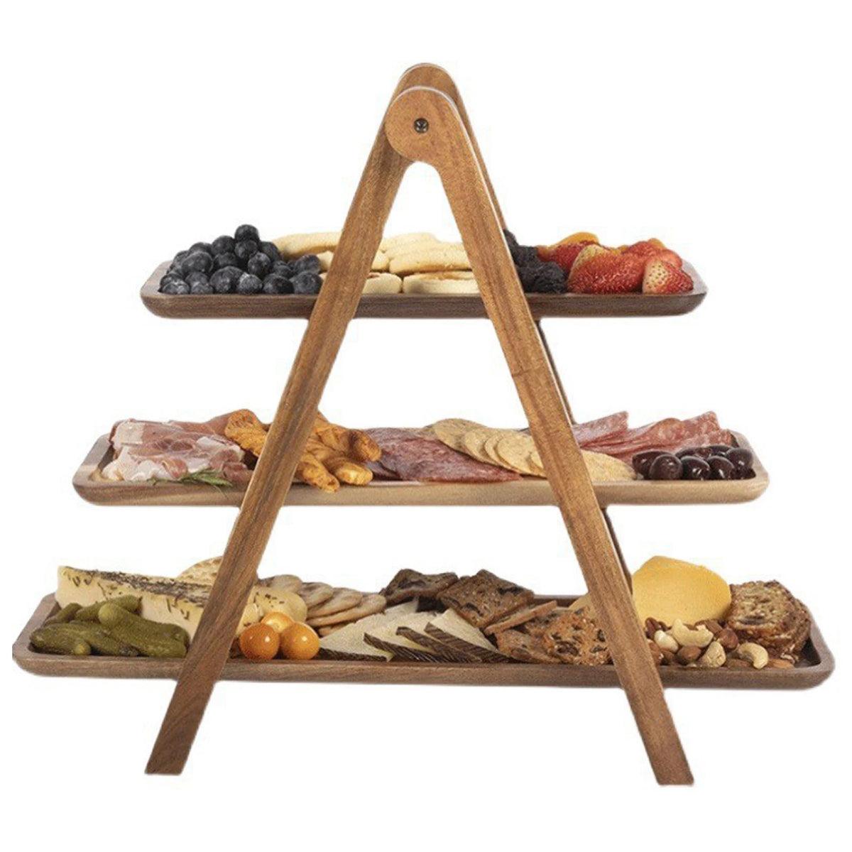 3 Tier Wooden Tray Wood Tiered Tray Decor Cake Stand Farmhouse Tiered Tray Party Serving Dishes And Platters Trays