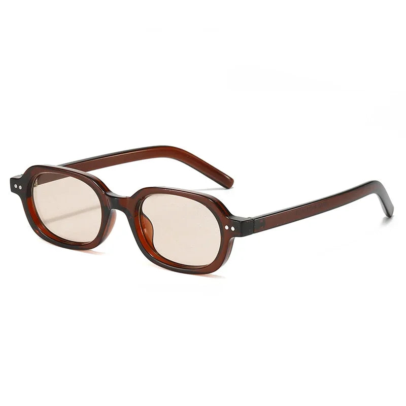 SO&EI Retro Small Oval Sunglasses Women Shades UV400 Fashion Rivets Men Jelly Color Gradient Punk Sun Glasses