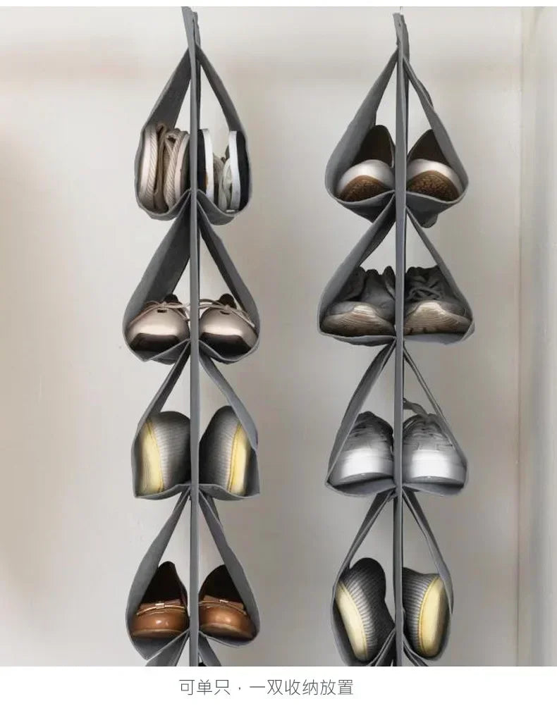 Shoe Storage Hanging Bag 12 Compartments Shoe Storage Hanging Bag Home Wardrobe Non-woven Multi-layer Storage Storage Shoe Bag