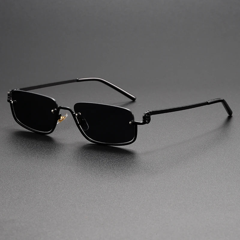 High-End Sunglasses with European & American Street Style Vibe - New Trendy Fashion Metal Semi-Rimless Sunglasses