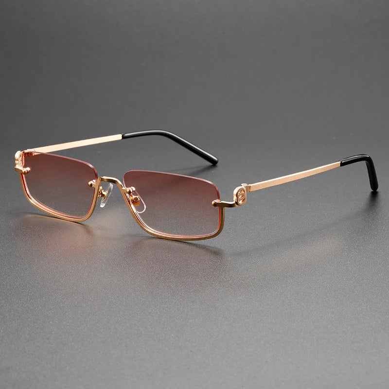 High-End Sunglasses with European & American Street Style Vibe - New Trendy Fashion Metal Semi-Rimless Sunglasses