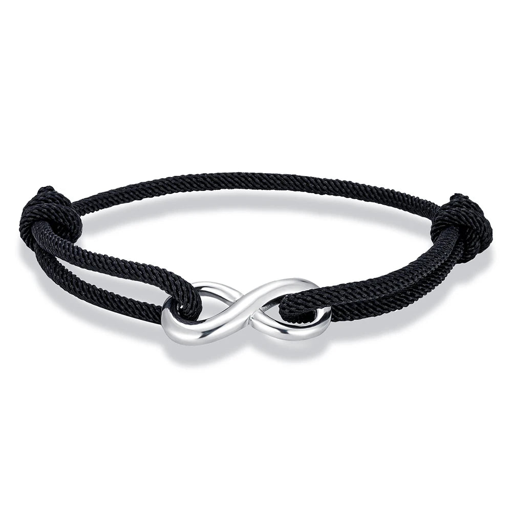 MKENDN Minimalist Stainless Steel Infinity Bracelet for Men Women Adjustable Rope Bracelet Couple Friendship Jewelry Gifts