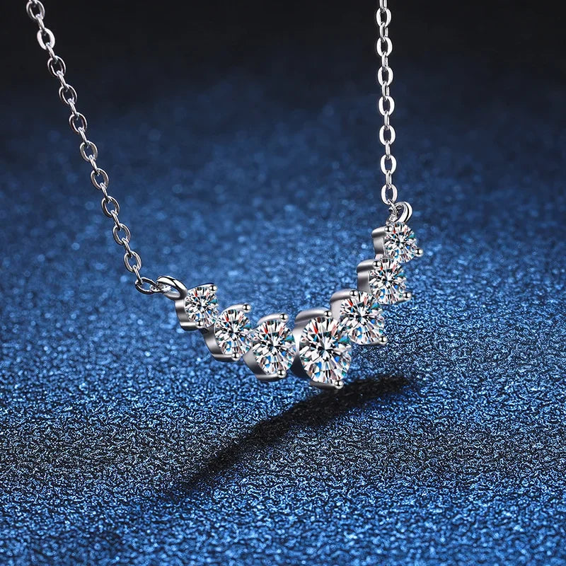 ALITREE Moissanite Necklace for Woman Wedding Fine Jewely with Certificates 925 Sterling Sliver Plated 18k White Gold Necklace