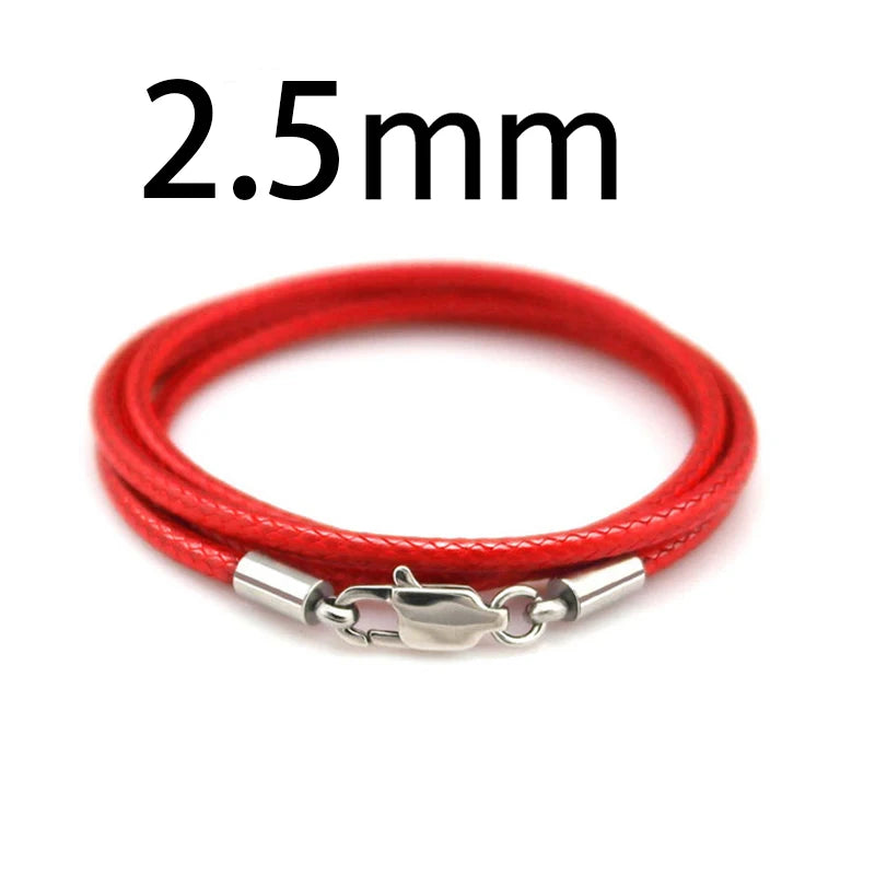 1-3mm Leather Cord Necklace 40-80cm Cord Wax Rope Lace Chain With Stainless Steel Lobster Clasp For DIY Pendant Necklace Jewelry