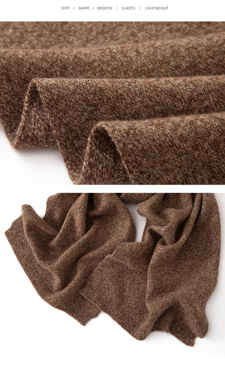 Soft 100% Cashmere Scarf for Autumn and Winter, Women's Knitted Warm Neck Protection Scarf 160*25CM