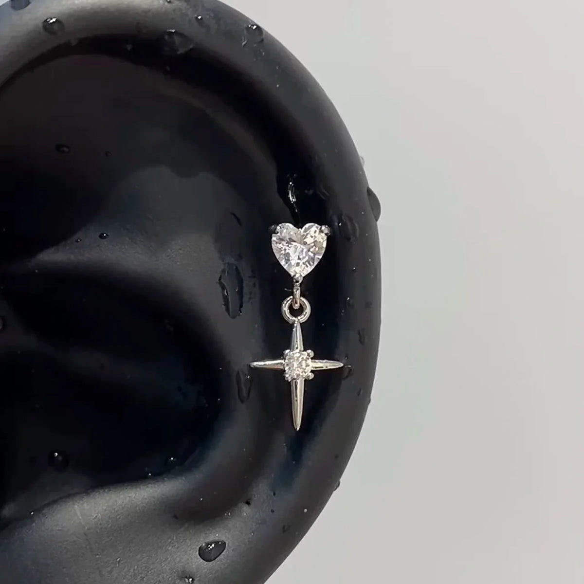 1 Pcs White Heart Bowknot Titanium Steel Ear Bone Nail Shiny Allergy Prevention Women Cochlear Accessories Piercing Earrings