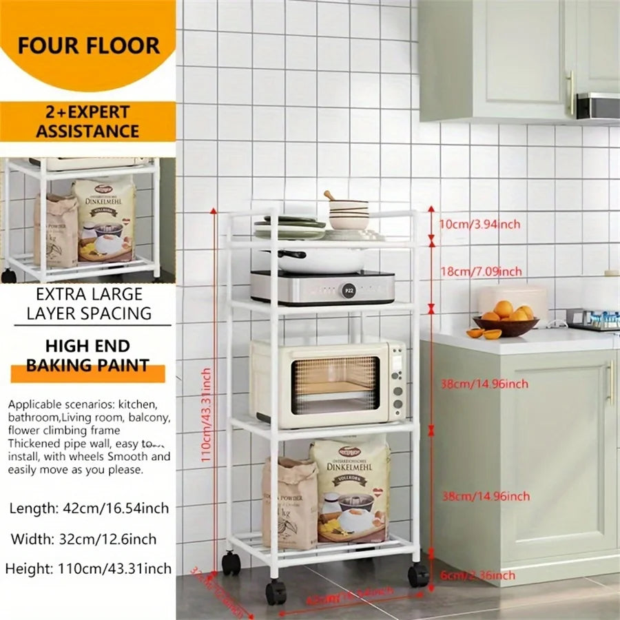 Multi-Layer Kitchen Rack Floor To Floor Storage Rack Household Microwave Stove Shelves Multi Scene Tool Pot Rack Kitchen Storage