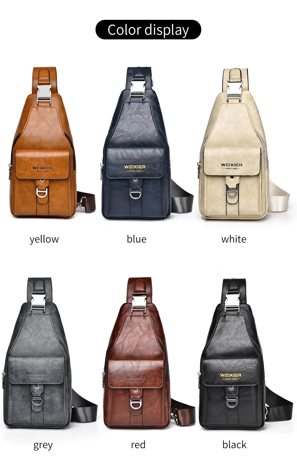 2026 New Men's Bag High Quality PU Leather Men's Chest Bag Simple Waterproof Single Shoulder Crossbody Bags Messenger Bag Gift