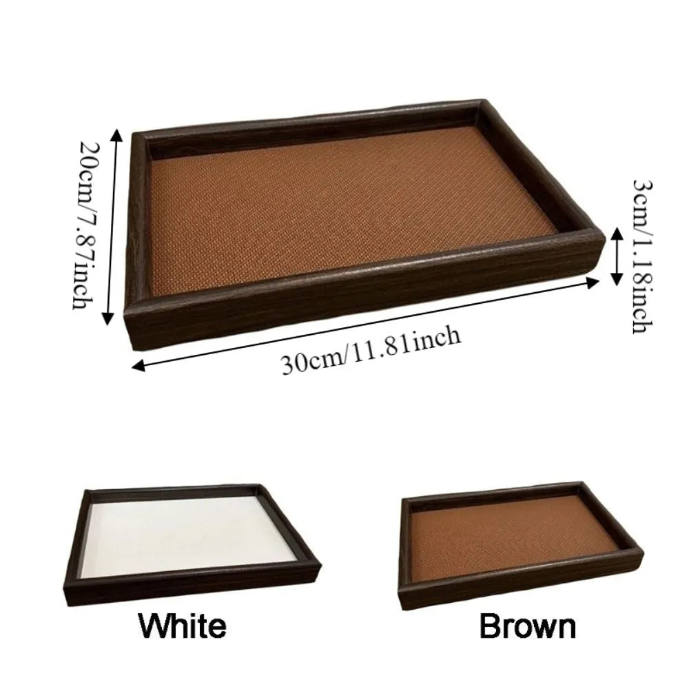 Light Luxury Wooden Rectangular Storage Tray Large Capacity Decorative Jewelry Display Trays Space Saving Cosmetic Holder Vanity