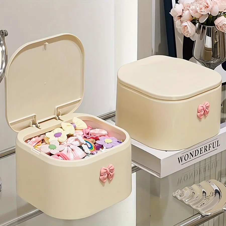Hair Accessories Organizer for Girls, Hair Tie Organizer for Headband, Bows, Swab Organization, Storage Box Bathroom Containers