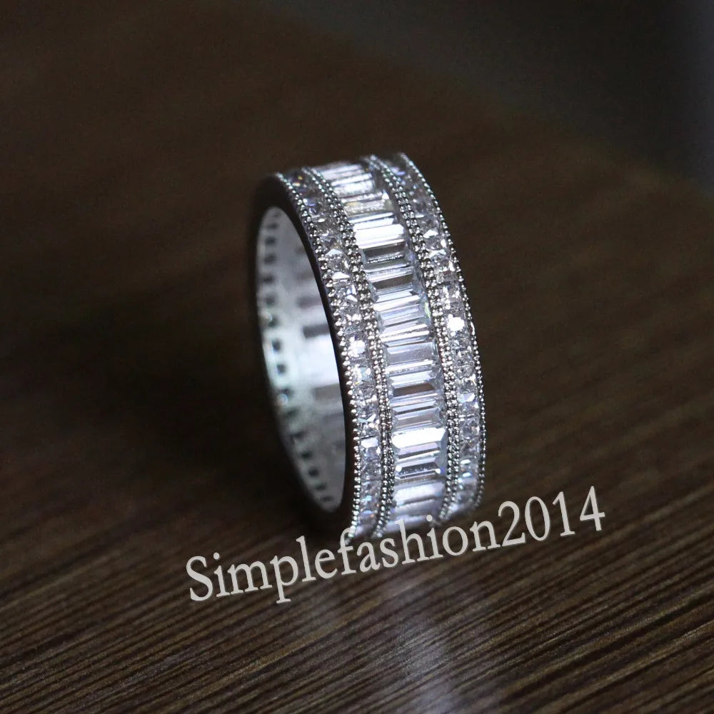 Luxury Lab Diamond Engagement Ring 14K White Gold Wedding Band Rings for Women Men Jewelry