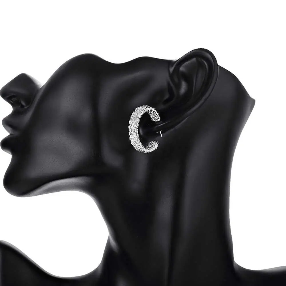 wholesale 925 Sterling Silver Earrings Temperament Women Creativity Ear Studs Christmas Gifts Street All-match Jewelry