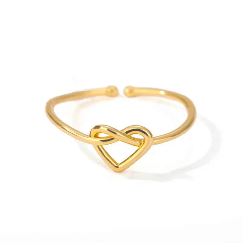 Stainless Steel Rings for Women Gold Color Couple Heart Ring 2024 Trend New Wedding Aesthetic Luxury Jewelry Anillos Mujer