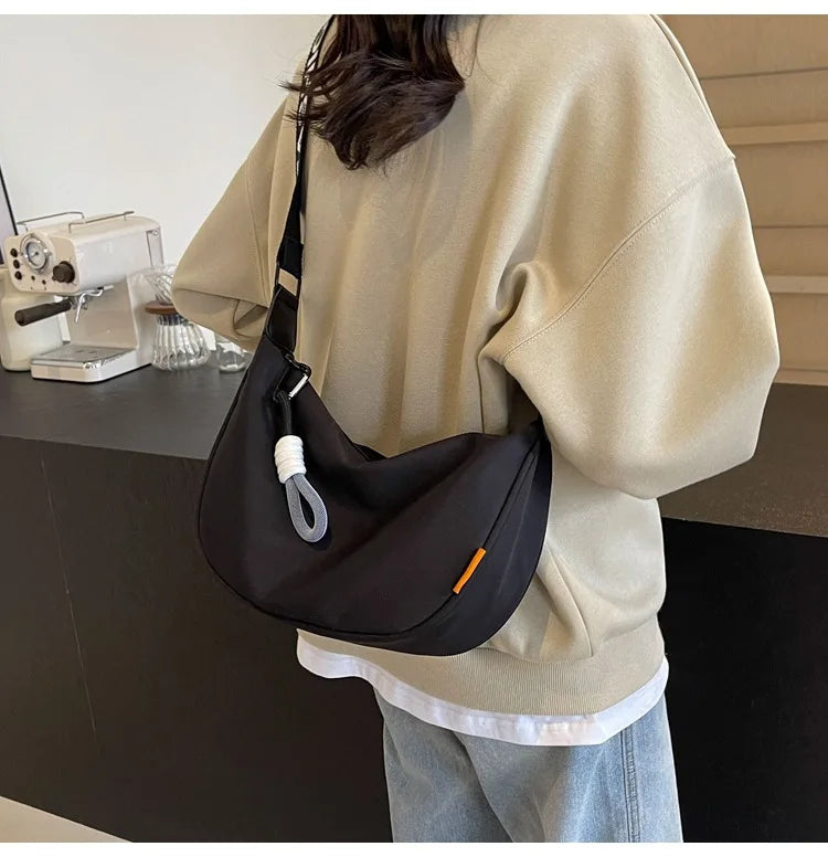 Fashion Crossbody Bag Simple Wide Shoulder Strap Design Single Shoulder Bag Original Style Commuting Dumpling Women Bag