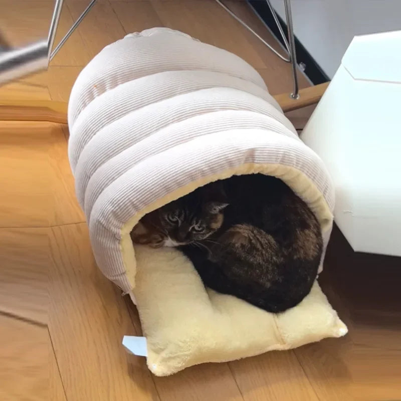 Plush Cat Bed Warm Pet House Thickening Warmth Comfort Soft Winter Kittens Sleeping Beds Cat Cave For Pet Warmth Pet Supplies