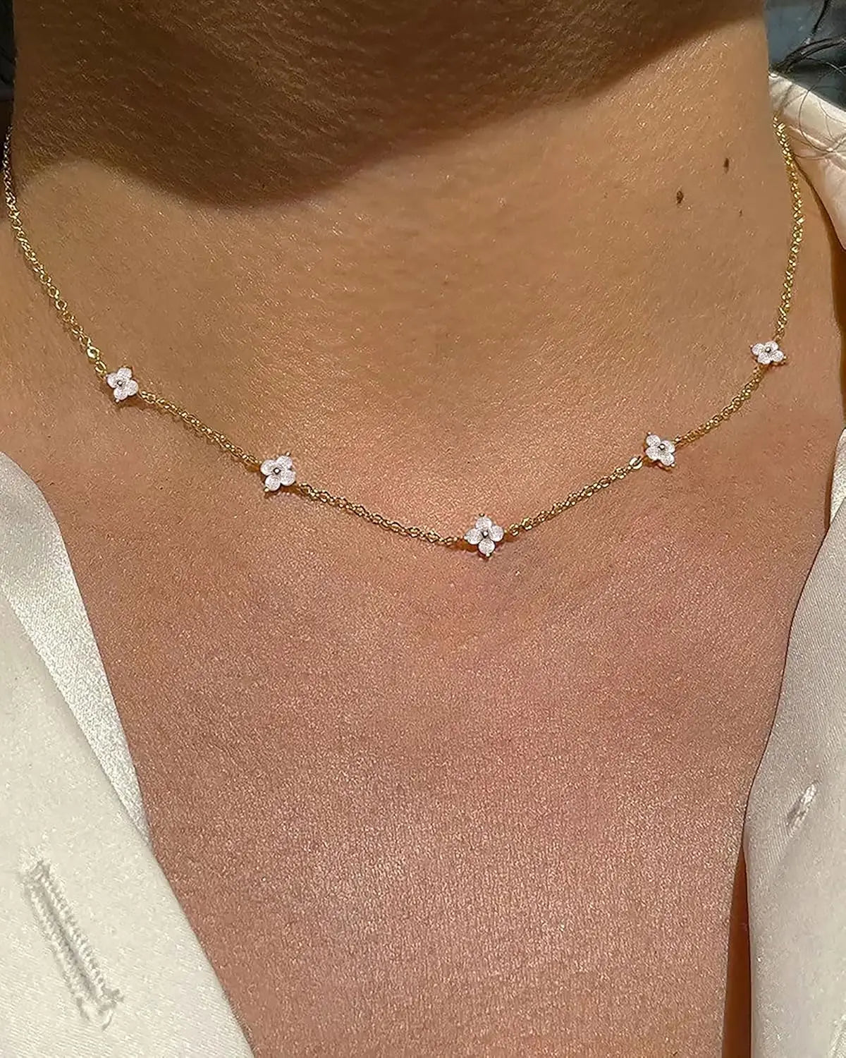 Silver/14K Gold Plated Cubic Zirconia Necklaces for Women Hypoallergenic Necklace Choker Necklace Christmas Gift For Women