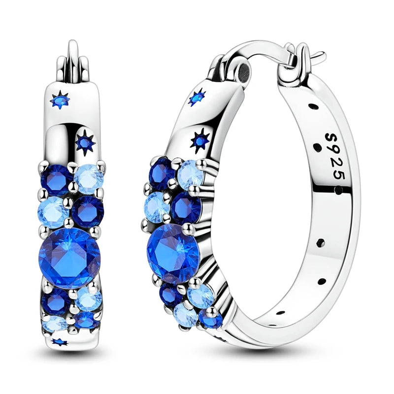 Original 925 Sterling Silver Women Hoop Earrings High Quality Shine Zircon U Shaped Classic Style Earring For Women Jewelry Gift