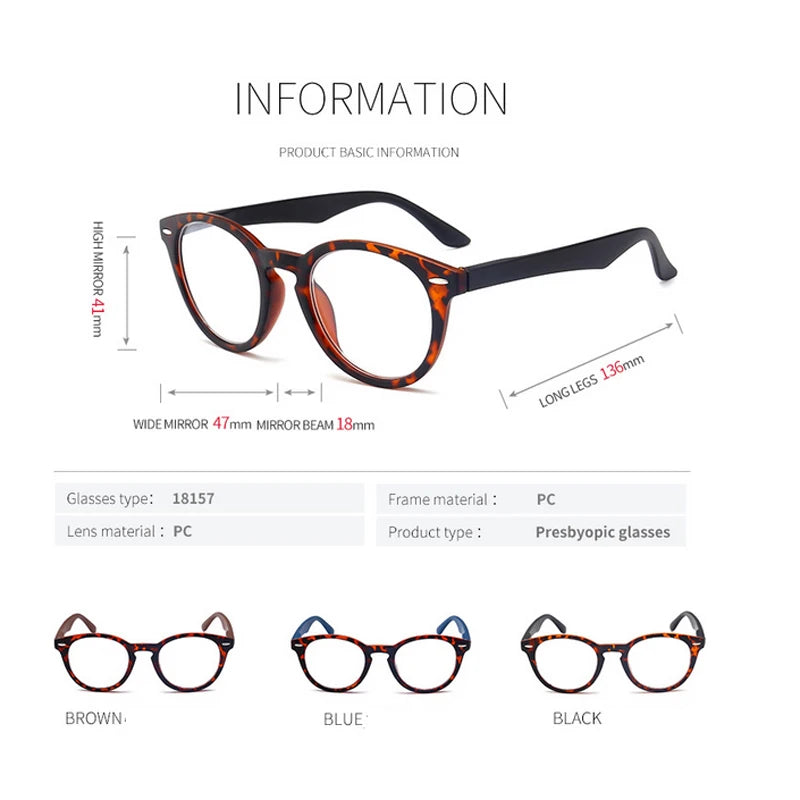 Retro Leopard Oval Frame Reading Glasses For Men&Women Clear Lens Presbyopia Eyeglasses Eyewear With Diopter+1.0 to 4.0
