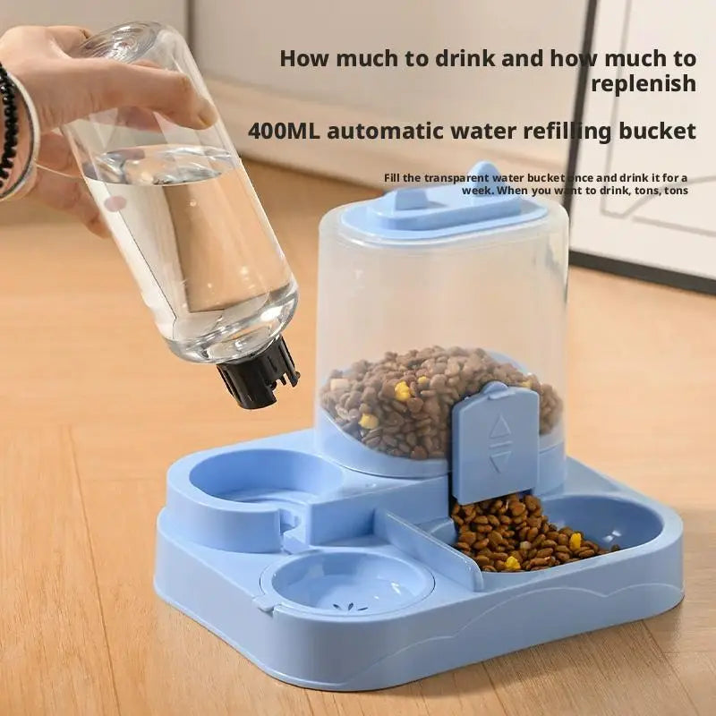 Plastic  Automatic Cat Feeder And Waterer All-in-One Pet Food Water Dispenser Large Capacity Food Storage Dispenser Pet Supplies