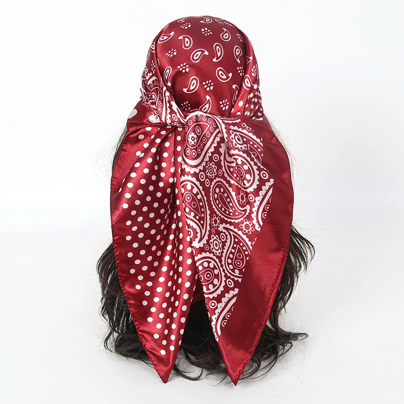 Luxury Brand Silk Satin Square Scarf Women Hijab Bandana Muslim Headscarves Shawl Wrap Ladies Headband Neckerchief Foulard 90cm