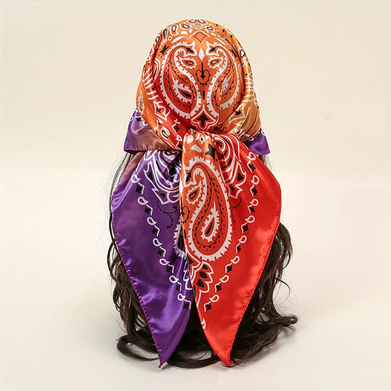 Luxury Brand Silk Satin Square Scarf Women Hijab Bandana Muslim Headscarves Shawl Wrap Ladies Headband Neckerchief Foulard 90cm