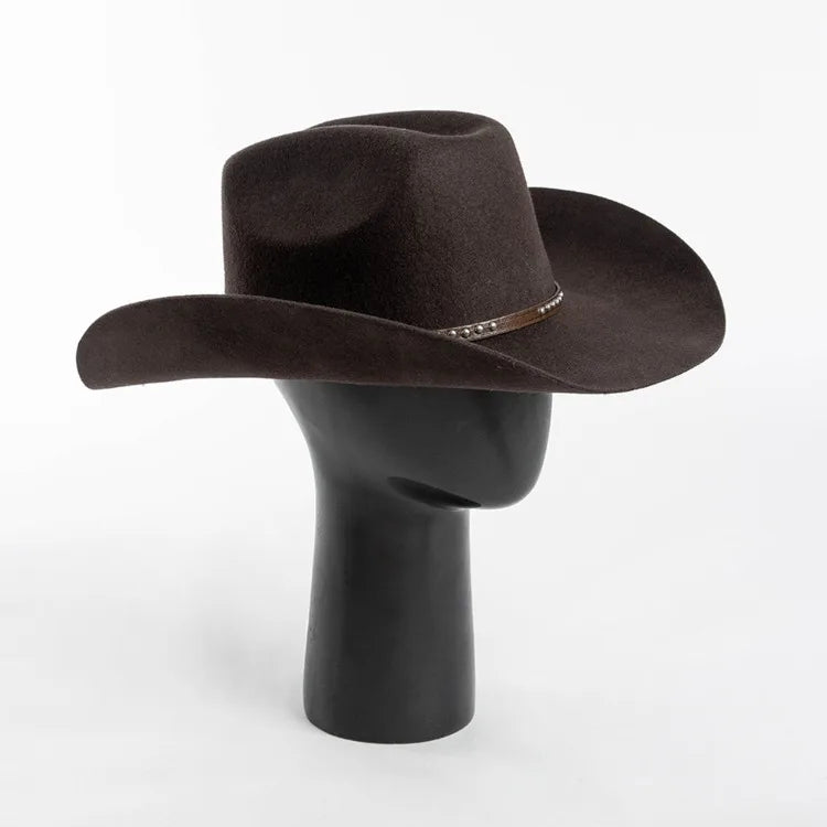 USPOP Autumn Winter Western Cowboy Hat Unisex Casual Studded Wool Felt Hat with Belt  Large Size Fedora Available in Sizes S-XL