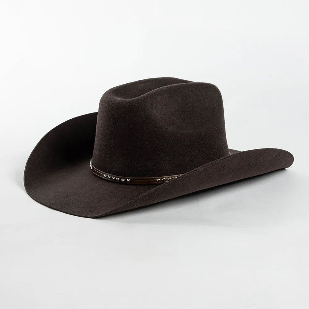 USPOP Autumn Winter Western Cowboy Hat Unisex Casual Studded Wool Felt Hat with Belt  Large Size Fedora Available in Sizes S-XL
