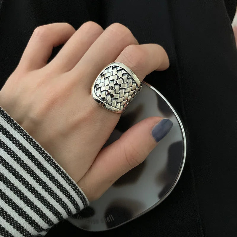 Sam Panda 925 Sterling Silver Rings For Women Men Fine Jewelry Finger Adjustable Open Wing Shape Ring For Party Birthday Gift