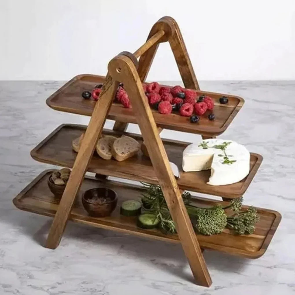 3 Tier Wooden Tray Wood Tiered Tray Decor Cake Stand Farmhouse Tiered Tray Party Serving Dishes And Platters Trays