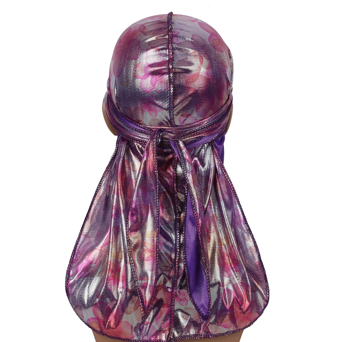 Satin Floral Printed Headband Scarves for Women Hair Accessories Mens Doo Rag Durag Long Tail Cap Bandana Turban Unisex Headwear
